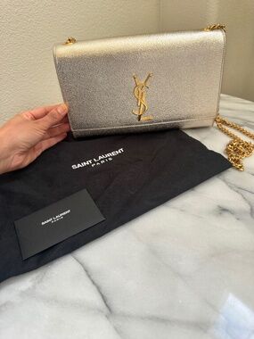 YSL Kate Medium Bag Silver and Gold